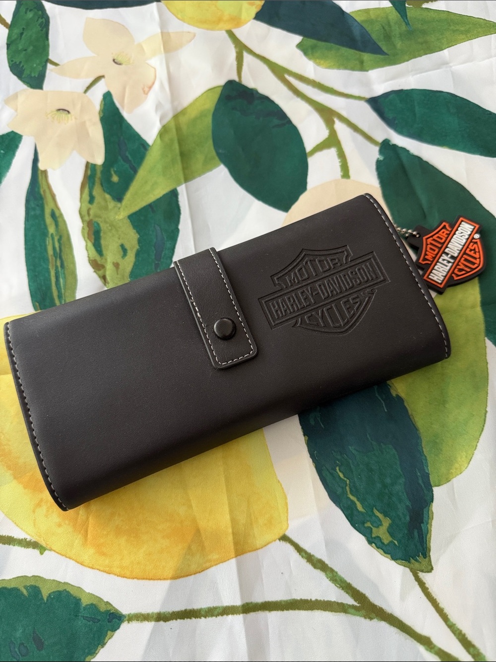 Harley-Davidson Black Wallet with Orange Logo Charm